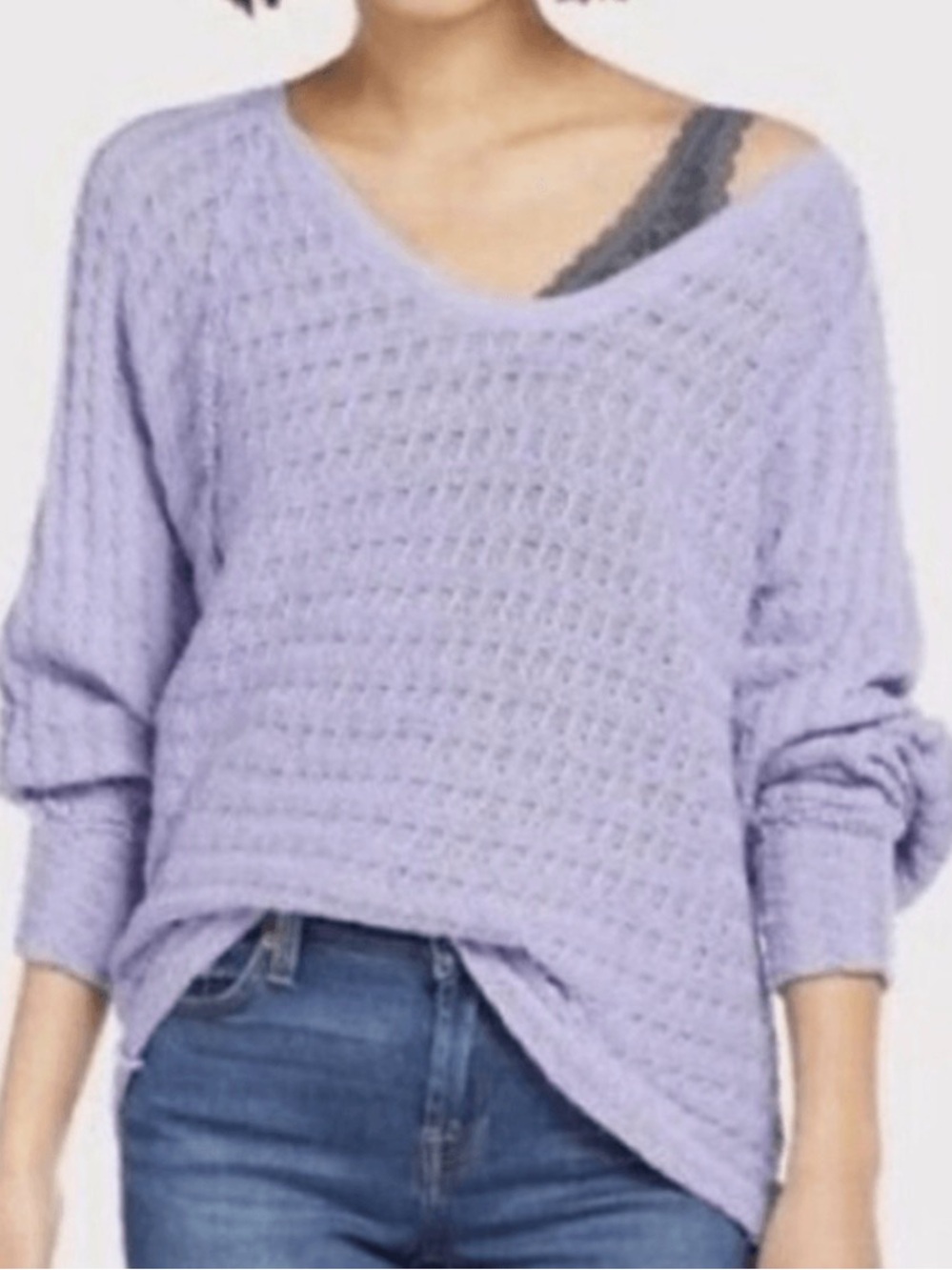 Free people purple thiens hacci knit dolman arms cotton sweater size S
lavender